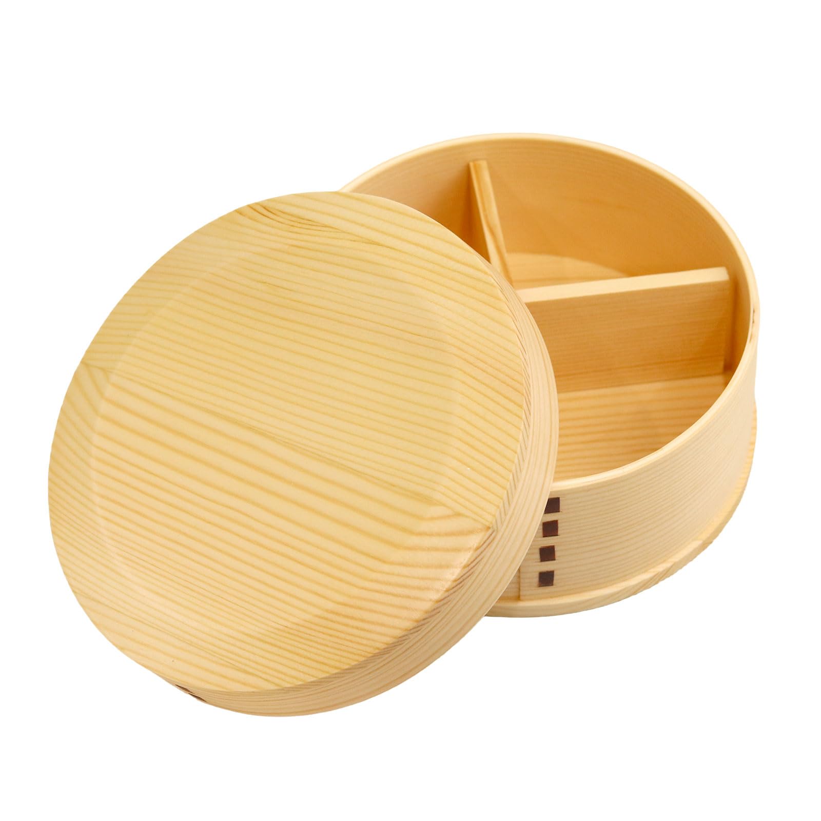 【超美品】国産 曲げわっぱ 丸型 弁当箱 木製 ナチュラル 未使用に近い Amazon｜お弁当箱 曲げわっぱ 丸型ナチュラル 650cc 間仕切り・バンド