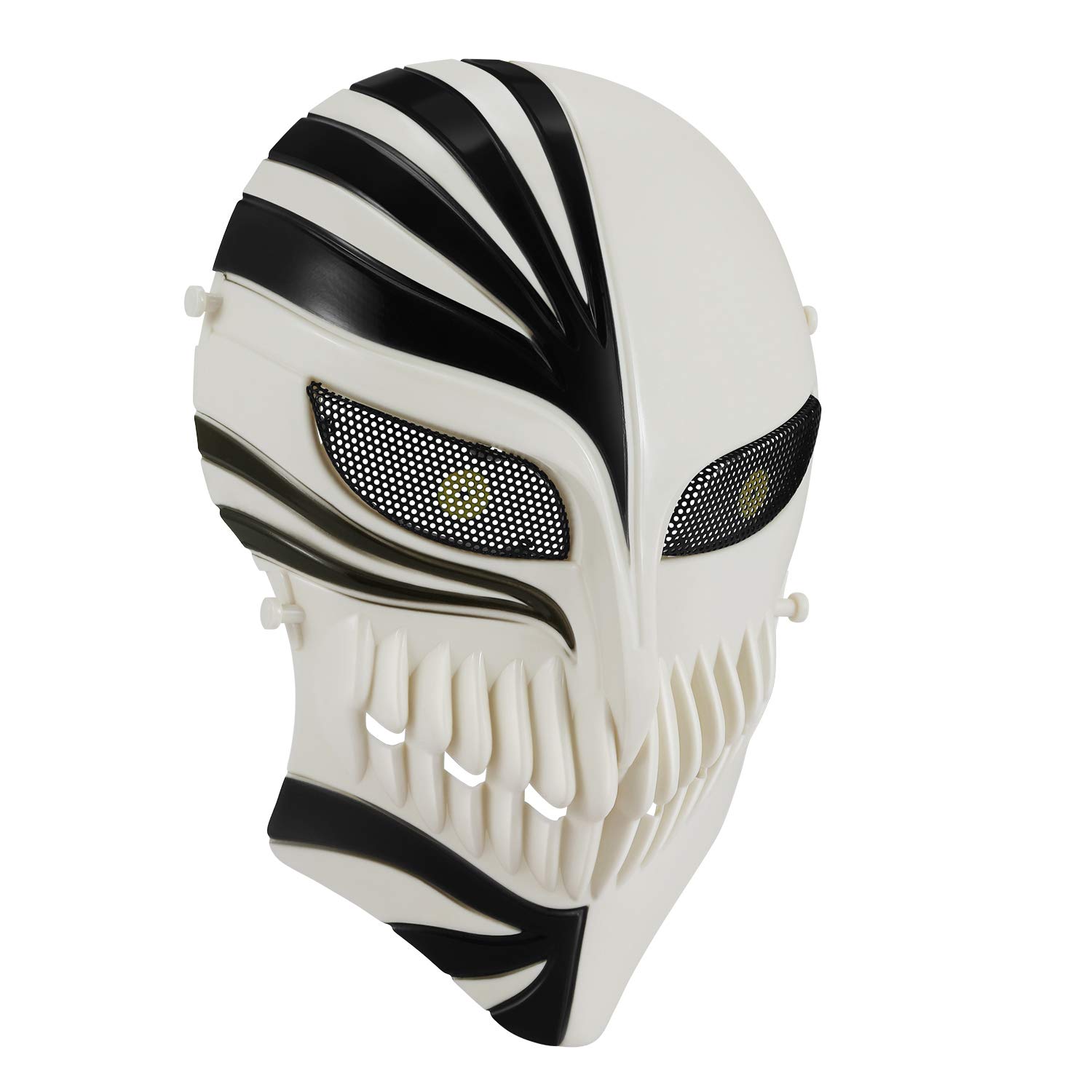 Flexzion Airsoft Helmet Paintball Full Face Death Skeleton (White) Skull Mask Metal Mesh Eye Protection Anti-Fog Propane BB Field Safety Hunting Wargame Guard/f Cosplay Halloween Outdoor Activity