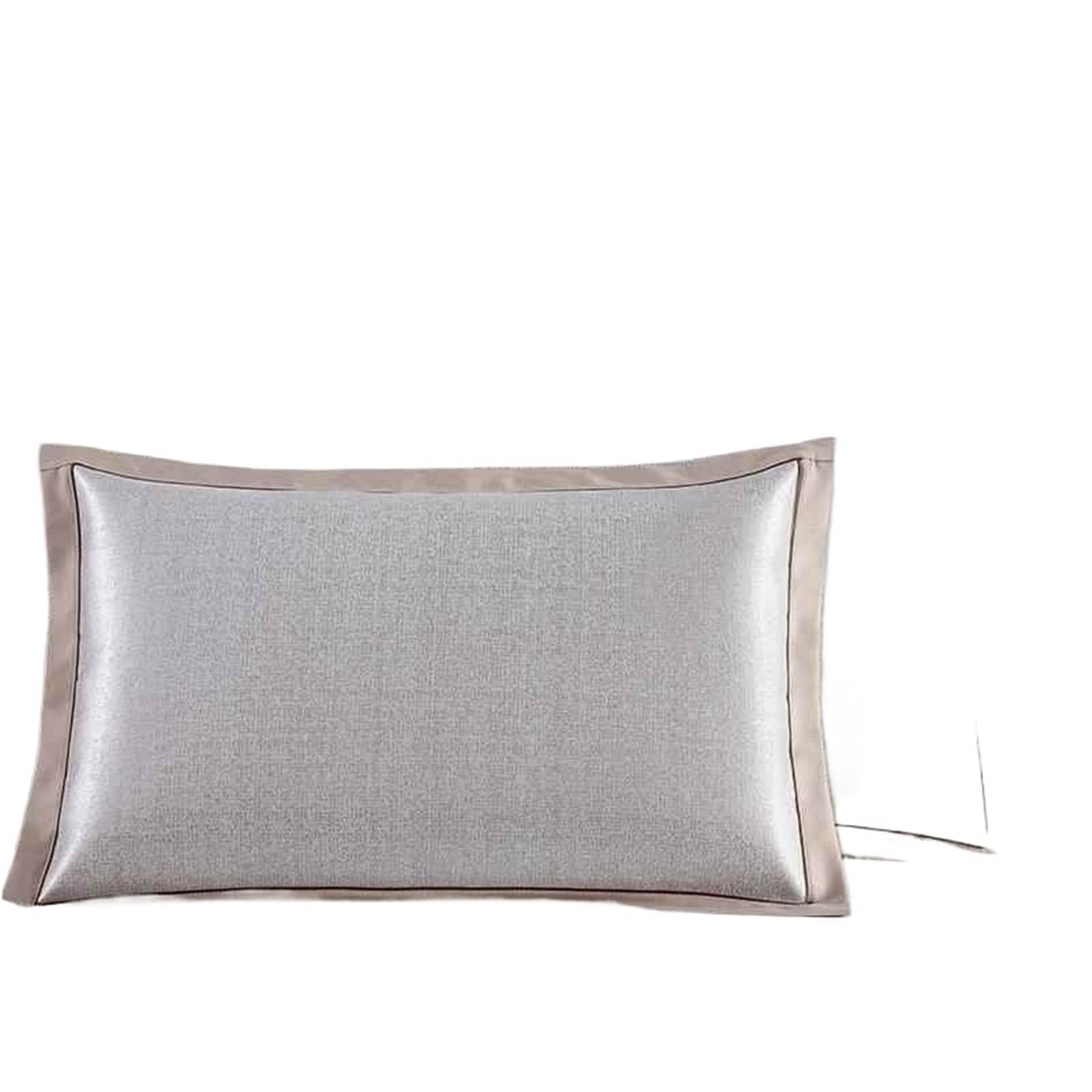 Summer Pure Color Ice Silk Pillowcase Cool Washable Single Person Cooling Mat Pair Set(X)