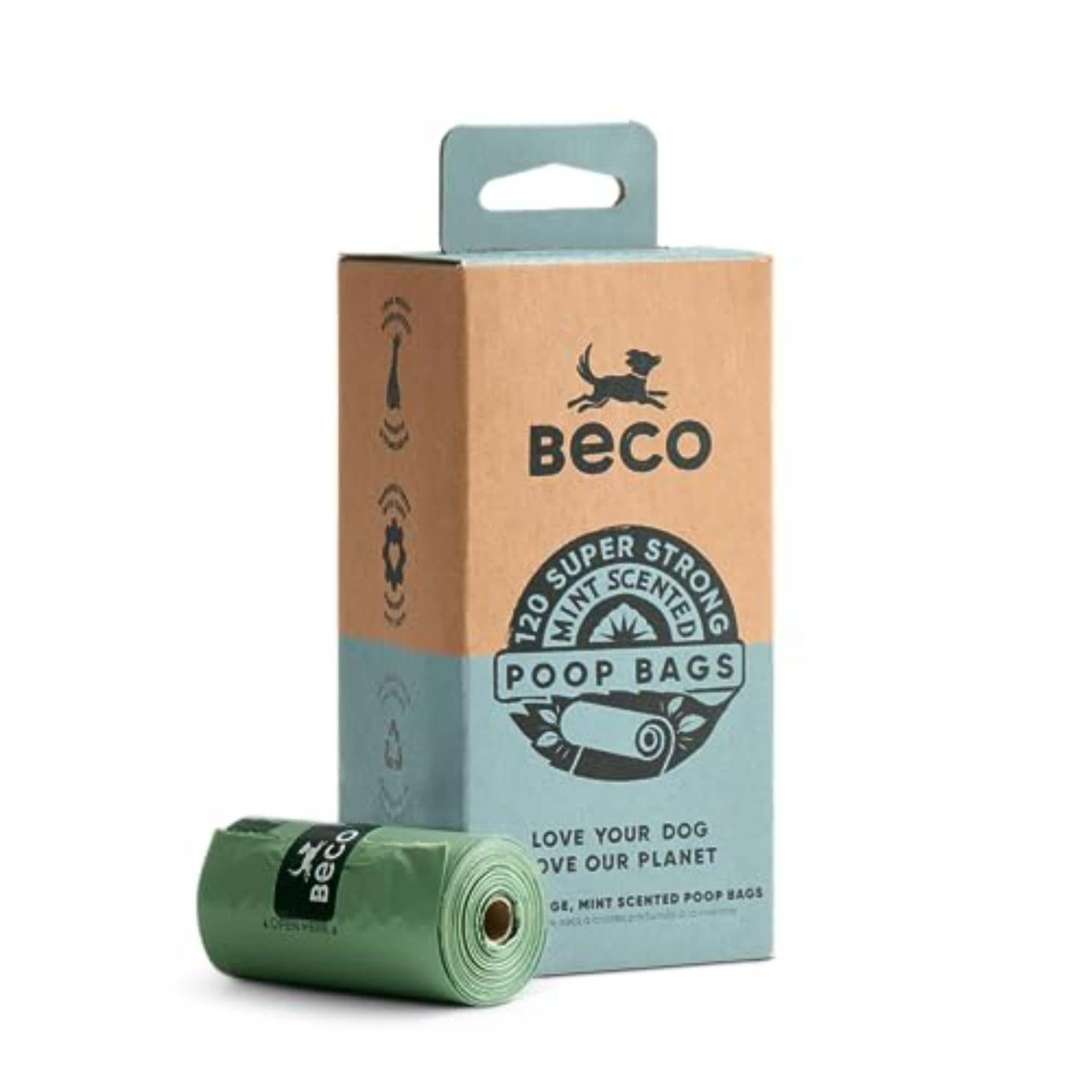 Beco Big strong leakproof poop bags with a fresh mint scent. 120bags