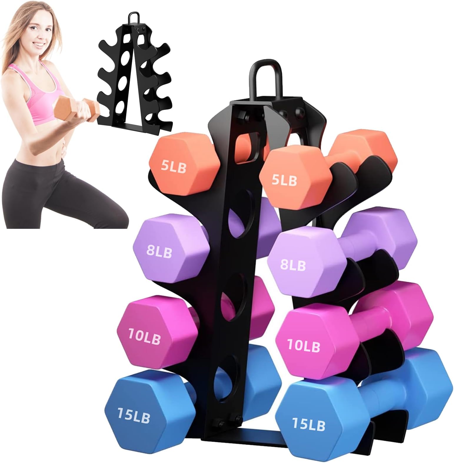Weight Rack for Dumbbells,A-Frame Dumbbell Rack Stand Only, Alloy Steel Dumbbells Storage Rack with Handle for Home Gyms Workout (Dumbbells not include)