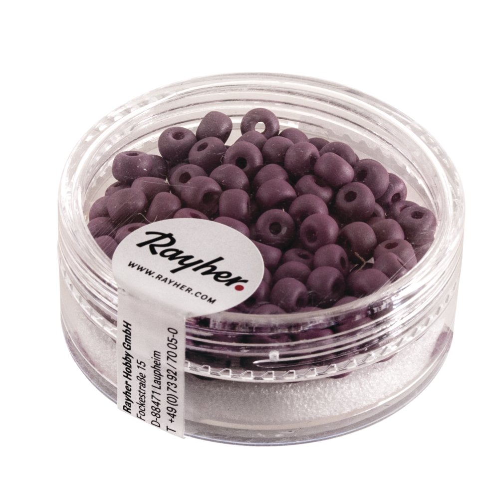 Rayher 14690291 Silk Bead Glass Seed Beads 4 mm Bulk Box of 120 Bordeaux