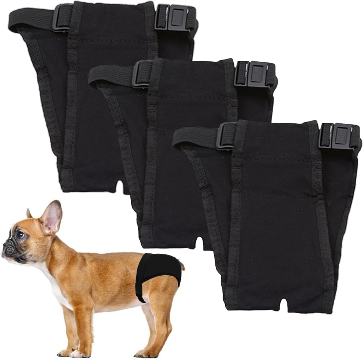 LeerKing 3Pcs Dog Period Pants Reusable Diapers Female Knickers for Season Pants Doggy Sanitary Hygiene Pants Puppy on Heat Nappies, L