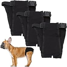 LeerKing 3 Packs of Washable Female Heated Menstrual Dog Panties Protective Diaper Physiological Periods with 9 Sanitary Napkins, Black XXL