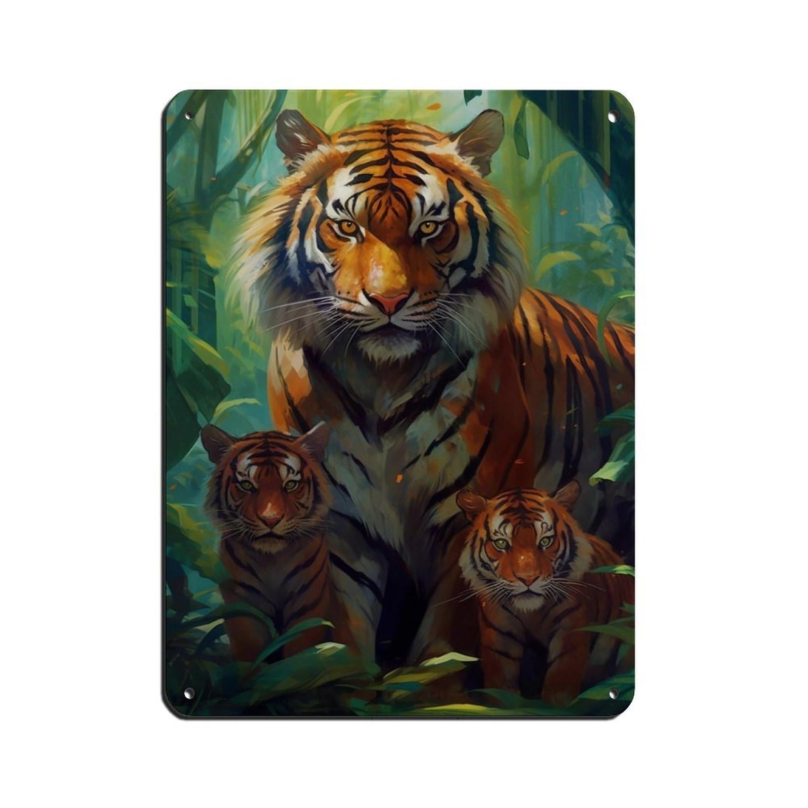Lxwnze 30L X 40W Cm Tiger Mama（2） Tin Sign Vintage Metal Pub Club Cafe Bar Home Wall Art Decoration Poster Retro 12X16inch(30X40cm)