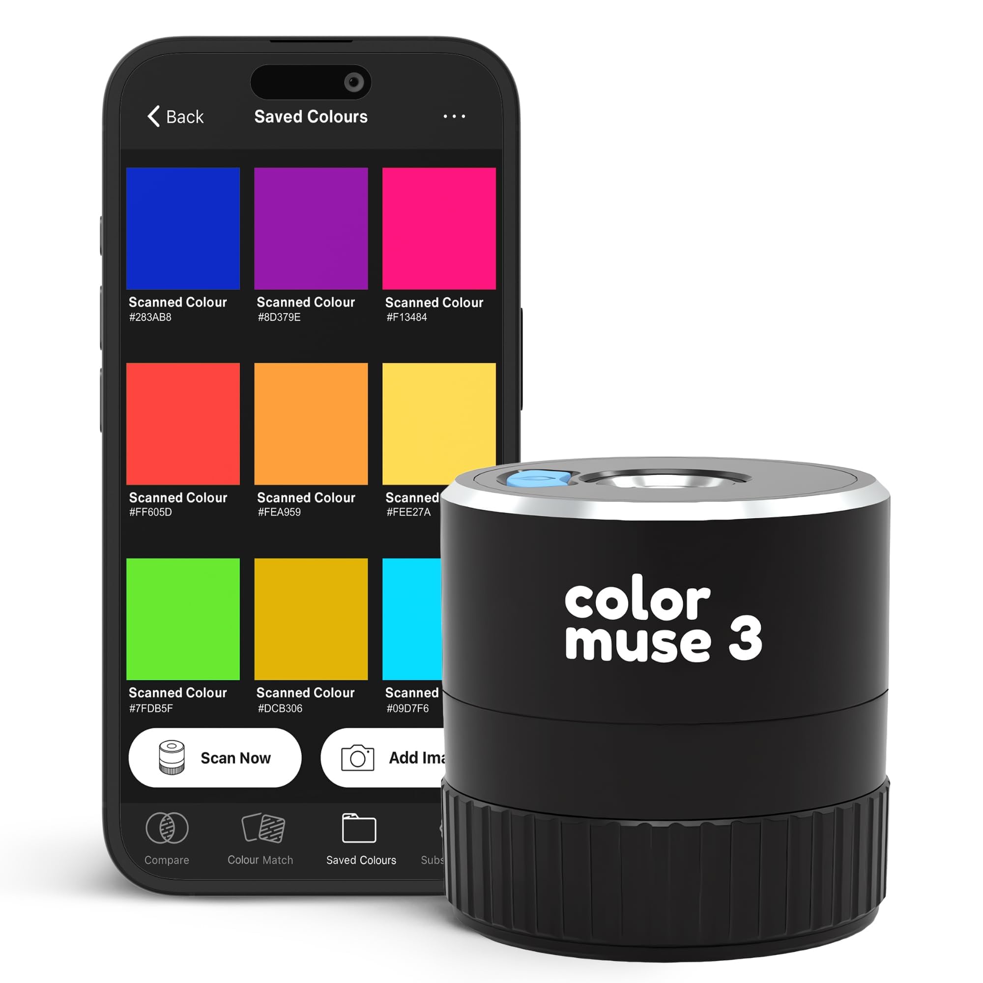 COLOR MUSE 3 Portable Color Matching and Paint Scanner Device – Wireless Digital Colorimeter Sensor for Accurate Color and Sheen Detection – Pocket-Sized, Easy Carry, Indoor/Outdoor Projects – Black