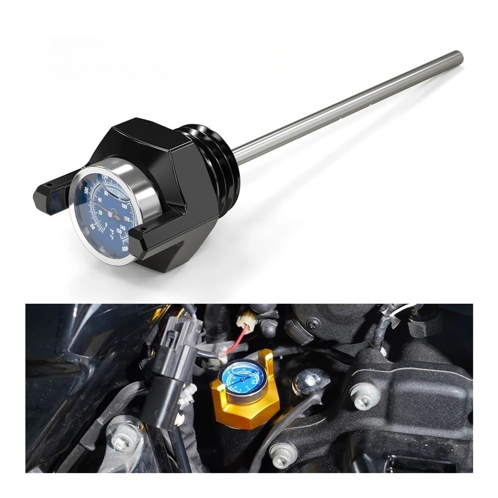 Nivel Aceite Varilla Accesorios para Motocicletas Termómetro con Varilla Nivel Aceite para Street para Glide para SP&ecial para FLHXS para Road para FLTRXS 2017-2023(Black)