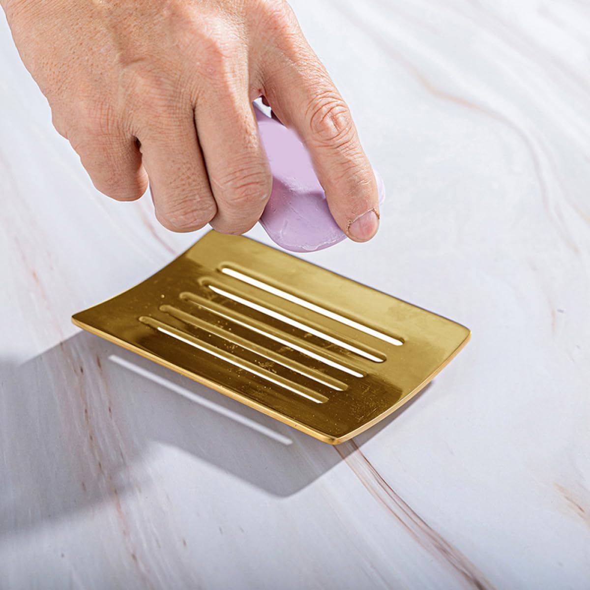SHINEOFI Seifenablage aus Rostfreiem Edelstahl 304 Selbstentleerender Seifenhalter mit Abtropffläche für Badezimmer und Dusche Metallische Seifenschale ohne Wasseransammlung