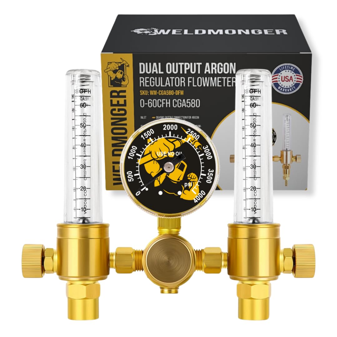 Weldmonger Dual Output Argon Regulator Flowmeter