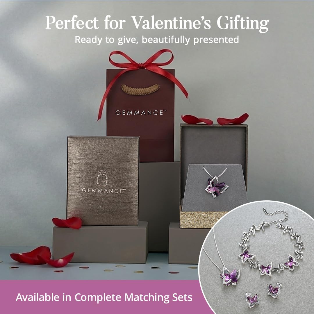 Valentine's Day Gift Butterfly Birthstone Crystal Necklace, Silver Tone with 18”+2” Chain, Necklace for Mother’s Day Anniversary Birthday Gifts for Women and Daughter - Image 6
