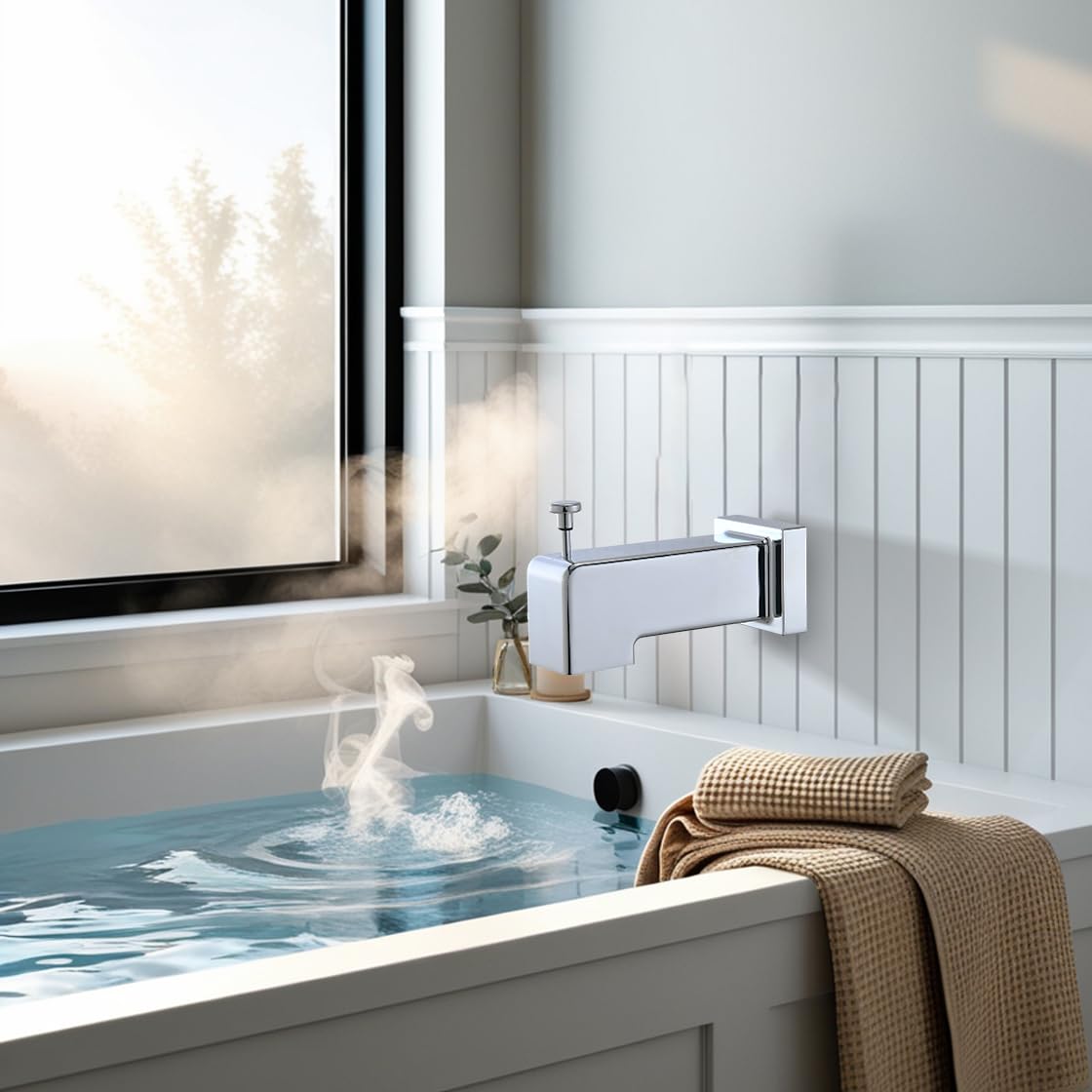 Boquilla desviadora deslizante, elegante diseño cuadrado para baño, se adapta a tubos de cobre de 1/2 pulgada (5/8 pulgadas de diámetro exterior), bordes redondeados seguros para niños, fácil