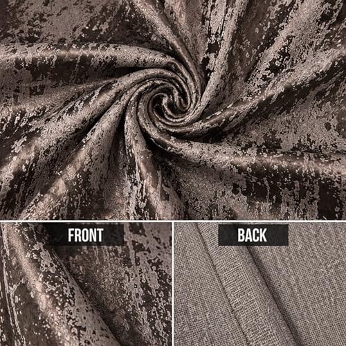 Image of HUTI Home Room Darkening Brown Window Curtain | Knitted Jacquard Look Polyester Eyelet Curtain with Texture Print | 5 Feet (120 x 152 cm) | Set of 2