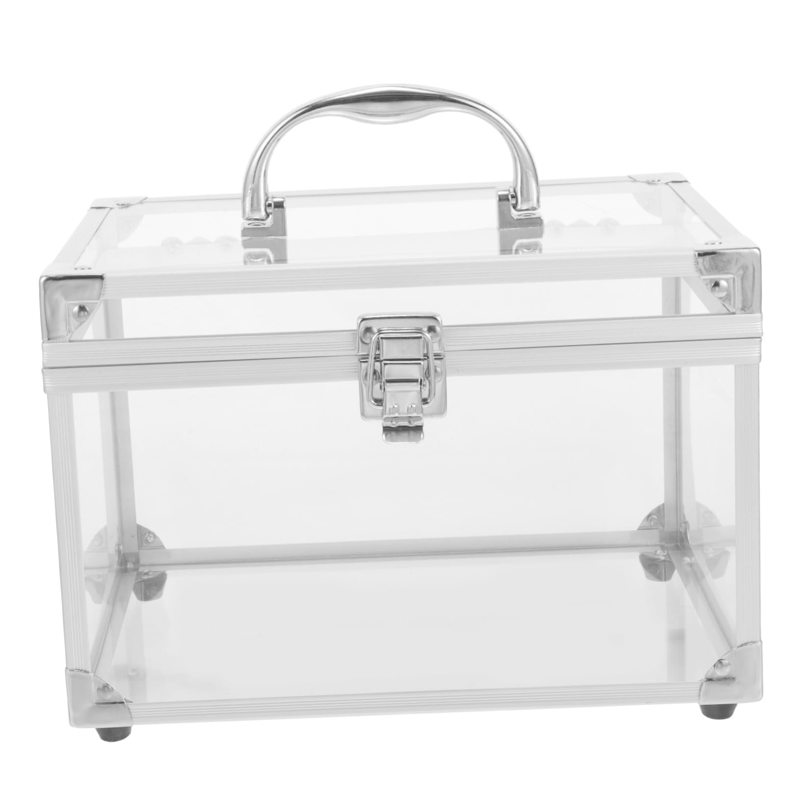 Scatola Porta CD e Dvd in Acrilico Trasparente Argento con Manico, Contenitore Storage Box per Organizzare Dischi, Custodia Grande Capacità per Casa e Ufficio