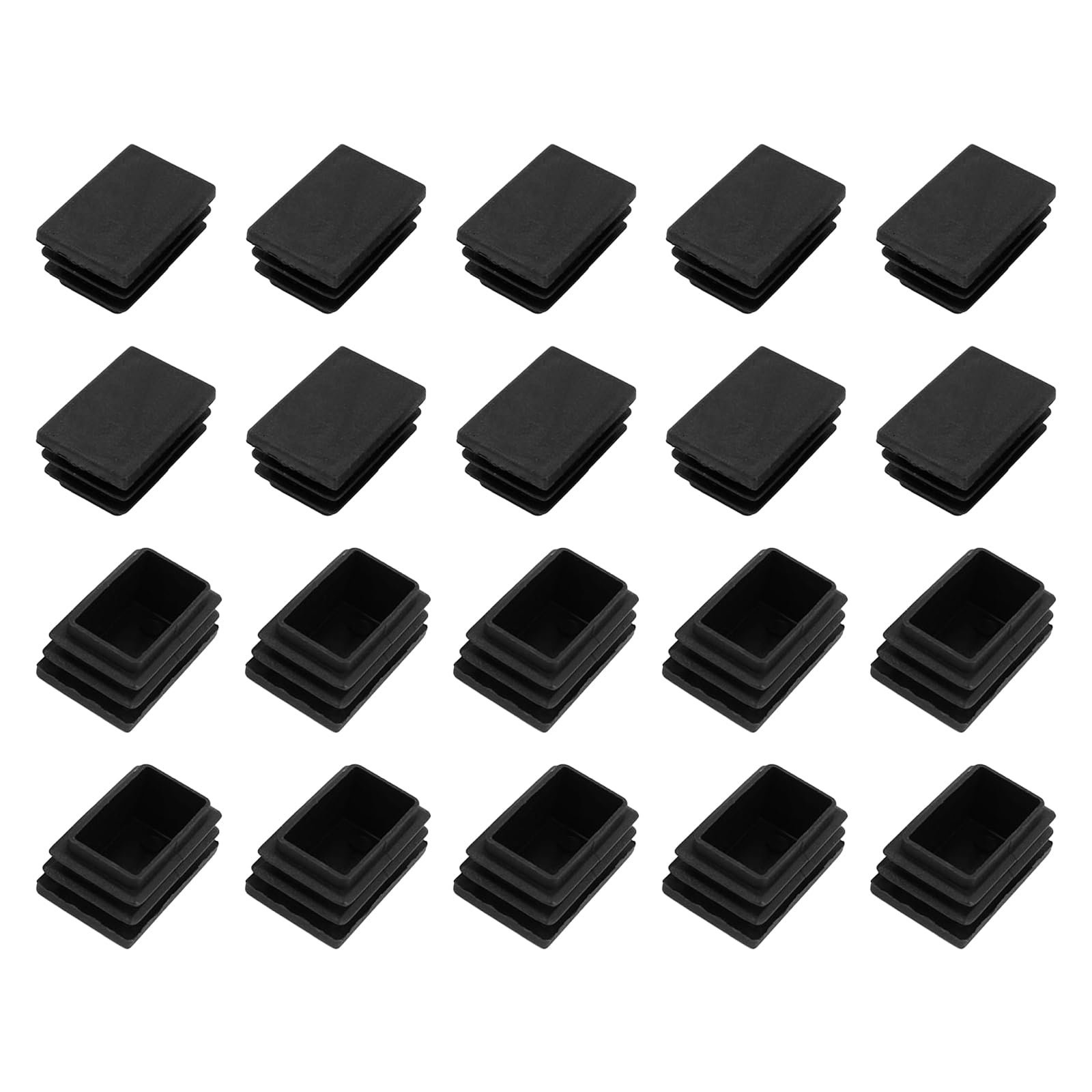 METALLIXITY Rectangle End Caps (30 x 20mm) 24Pcs, Plastic Rectangle Tube Inserts Threaded End Blanking Caps Protector