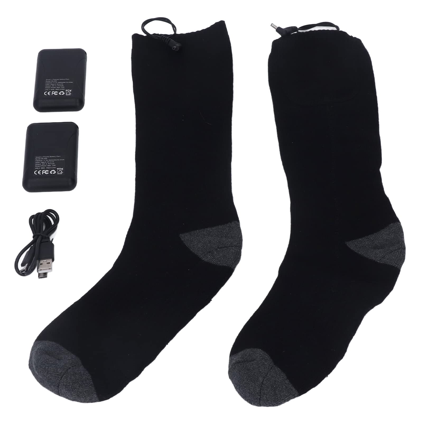 Chaussettes Chauffantes, Chaussettes électriques Chaudes d'hiver, Chauffage à Semelle Complète, Chargement USB avec Grands Chauffe-Pieds, Contrôle de la Température à Trois