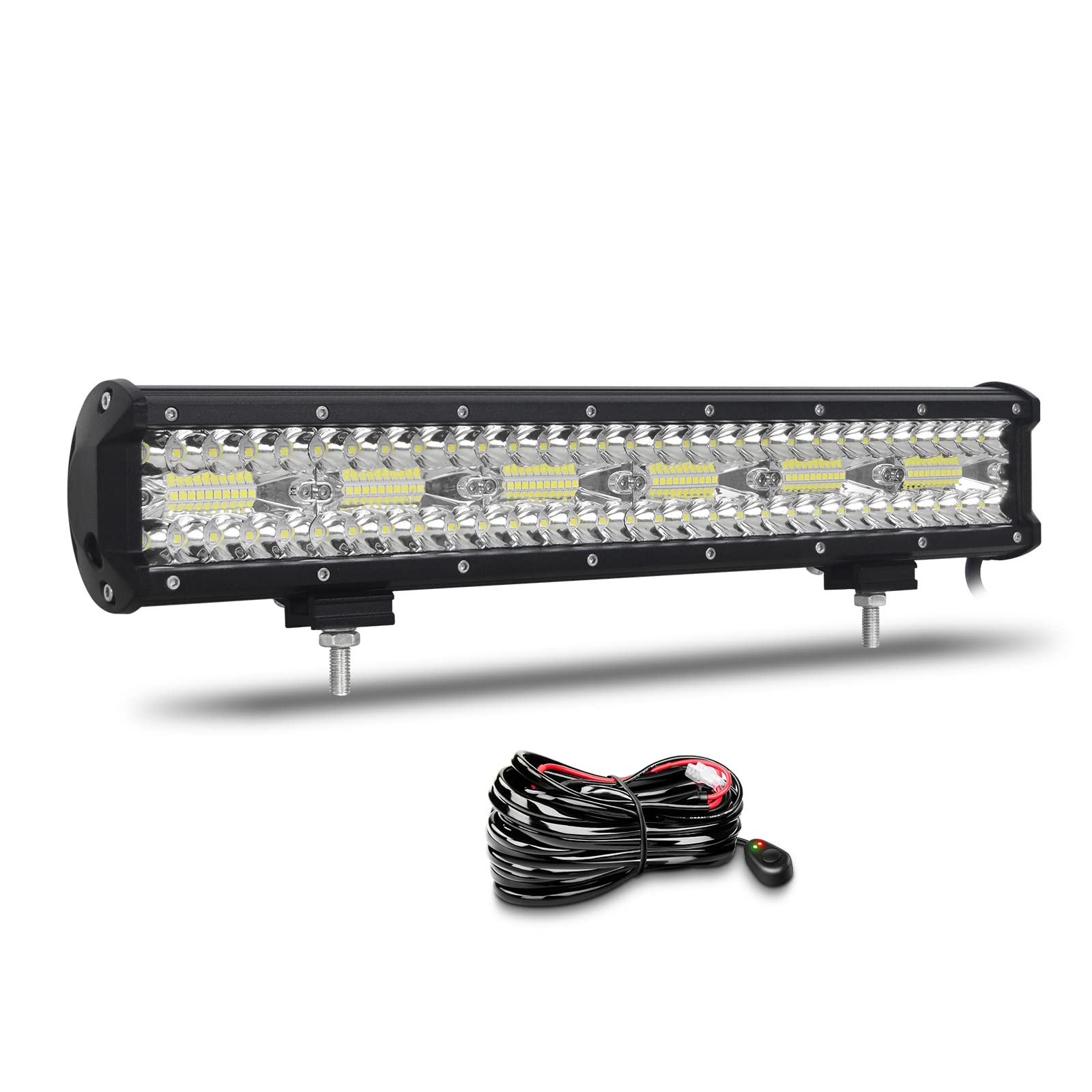 Willpower 17 cali 43 cm 360 W LED światło bar punkt powódź Combo Beam 12 V 24 V światła drogowe wodoodporne robocze lampy przeciwmgielne do samochodów terenowych ATV SUV pojazd łódź światło z wiązką przewodów