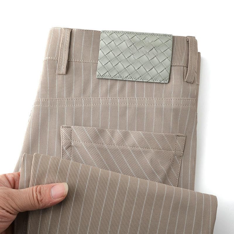 USTZFTBCL Men's Summer Thin White Striped Slim Straight Five-Pocket Casual Jeans4