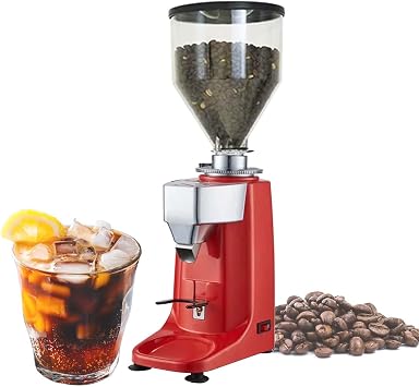 Small Electric Moka Americano Coffee Grinder, with Removable Hopper Lid, Professional Coffee Grinder Machine,1.5L Coffee Bean Hopper, Desktop Stainless Steel Burrs Grinder,Red