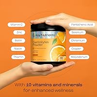 Vista 4 de KEY NUTRIENTS Electrolitos multivitamínicos en polvo sin azúcar - Polvo de electrolitos de naranja ácida - Suplemento de resistencia y energía