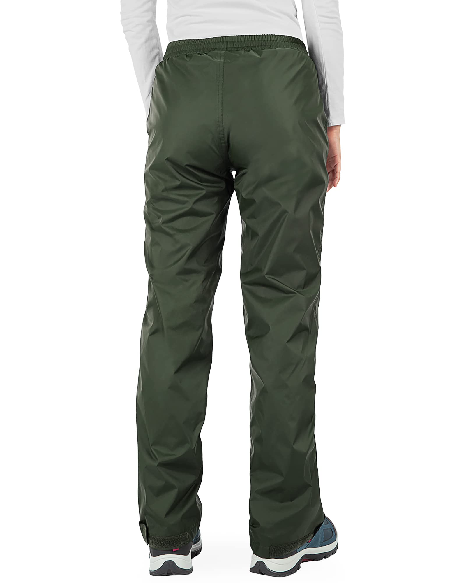 33,000ft Pantalones de lluvia para mujer, impermeables, transpirables, ligeros, resistentes al viento, ropa para exteriores, Verde militar., 21
