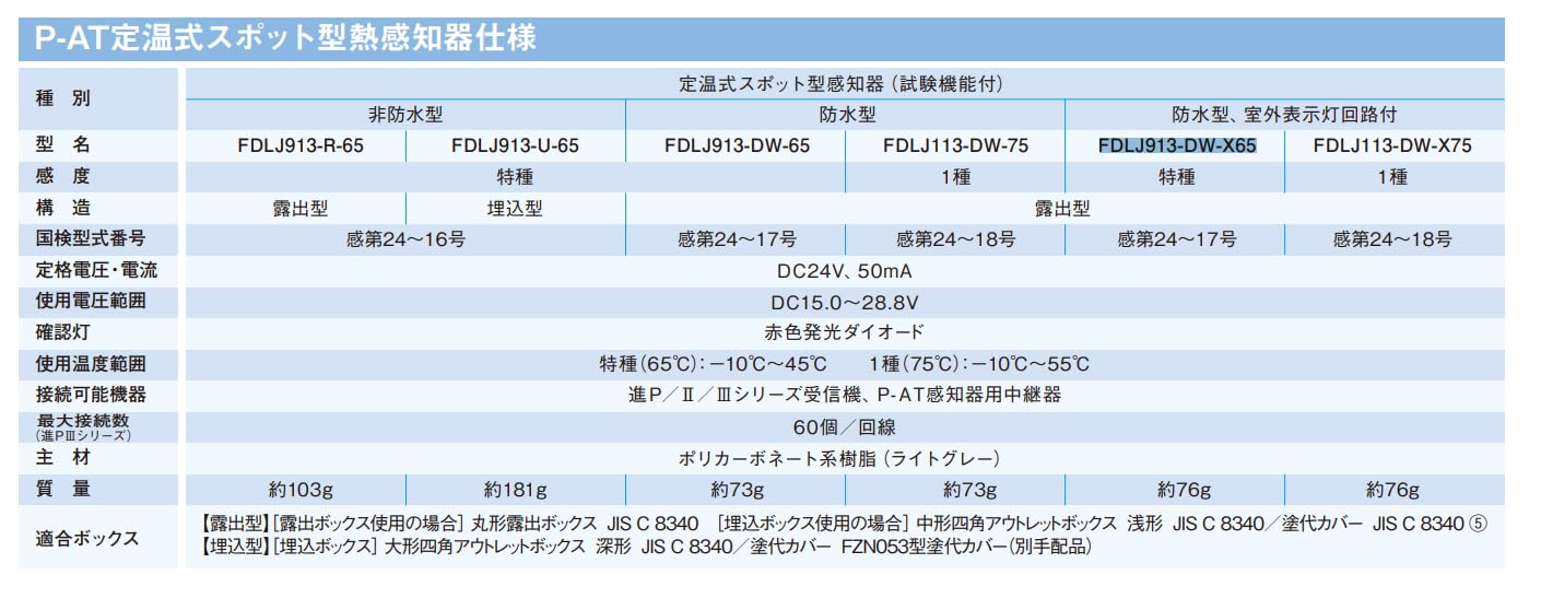 Amazon.co.jp: 定温式スポット型P-AT感知器(特種防水/P型自動試験機能 