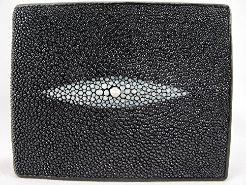 Genuine Stingray Skin Leather Bifold Wallet Black2