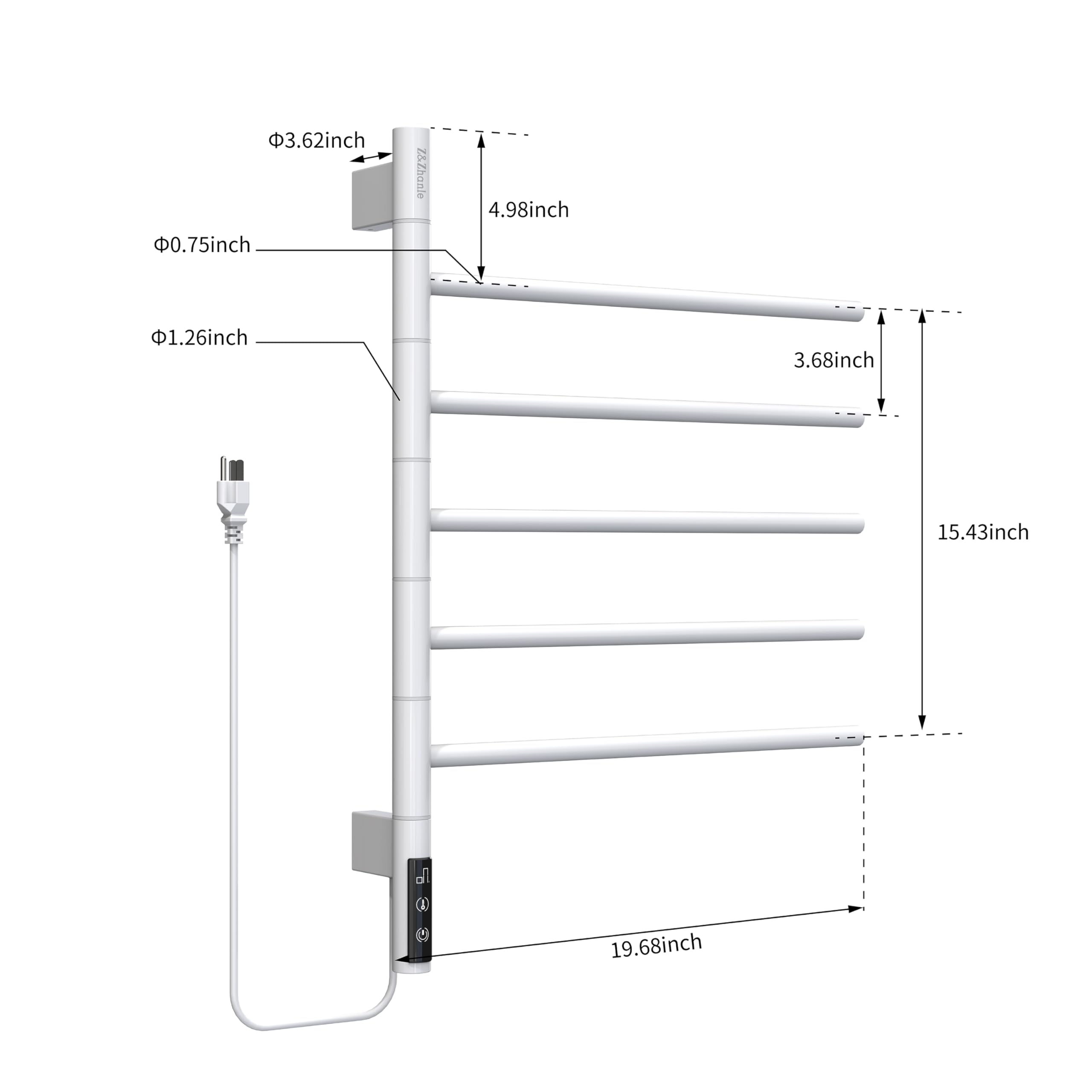 Z&Zhanle Heated Towel Racks for Bathroom - Warmers Rotating Electric Warmer with Built - in Timer, Hard-Wired/Plug-in,Whitek (White)