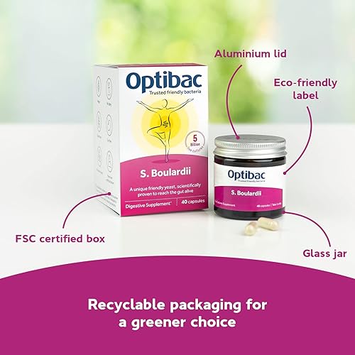 Miniatura 6 de OptiBac Saccharomyces Boulardii  Suplemento de levadura natural para bacterias amigables con 5 mil millones  Bien investigado y aclamado