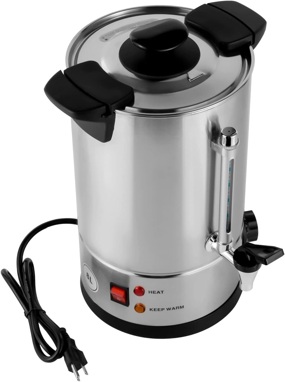 8L Hot Water Dispenser Large Commercial Coffee Machine,Temperature Adjustable(86-230°F), Portable Tea Urn Coffee Boiler with Thermostat Control with Faucet for Home Restaurant Use