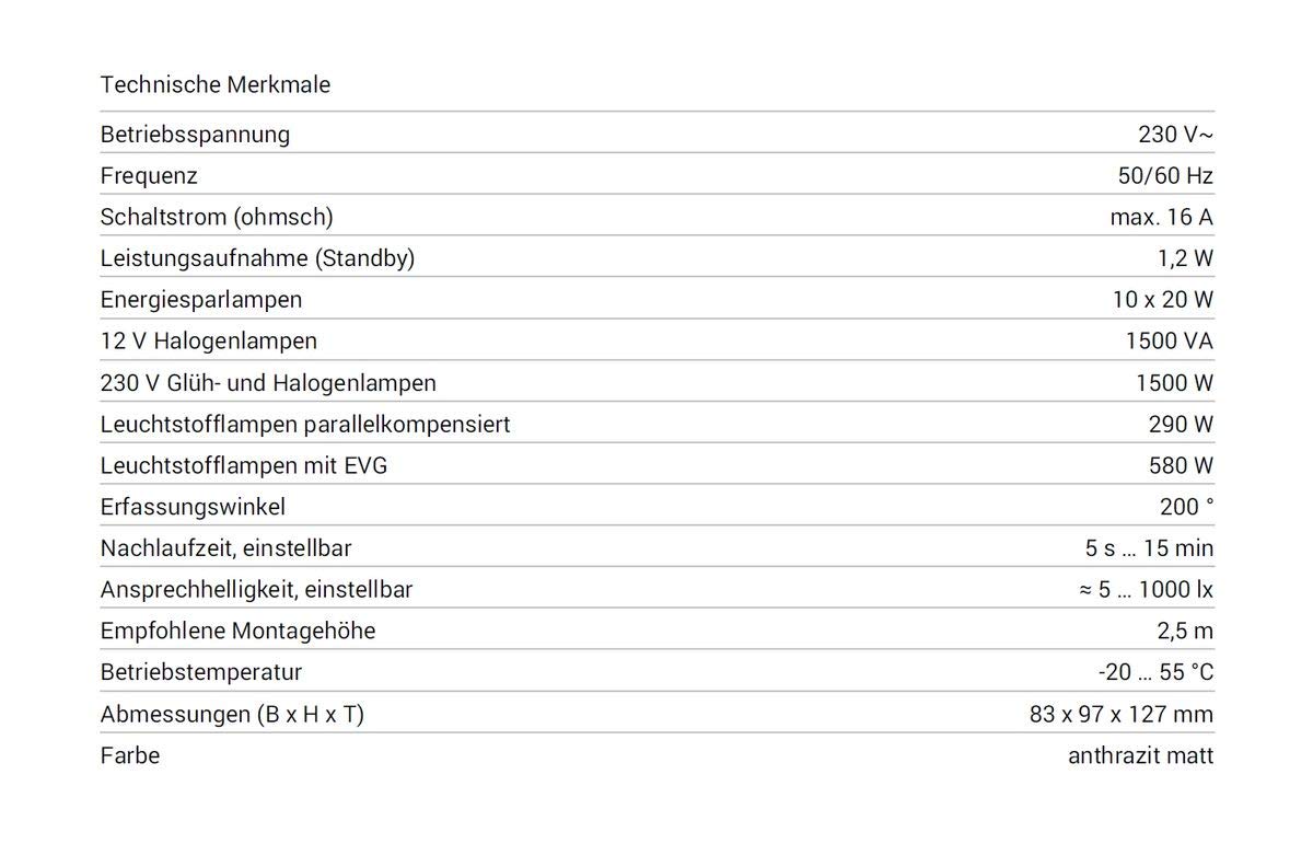 Bewegungsmelder 200G IP55 anthrazit EE831 3250612258314 Hager