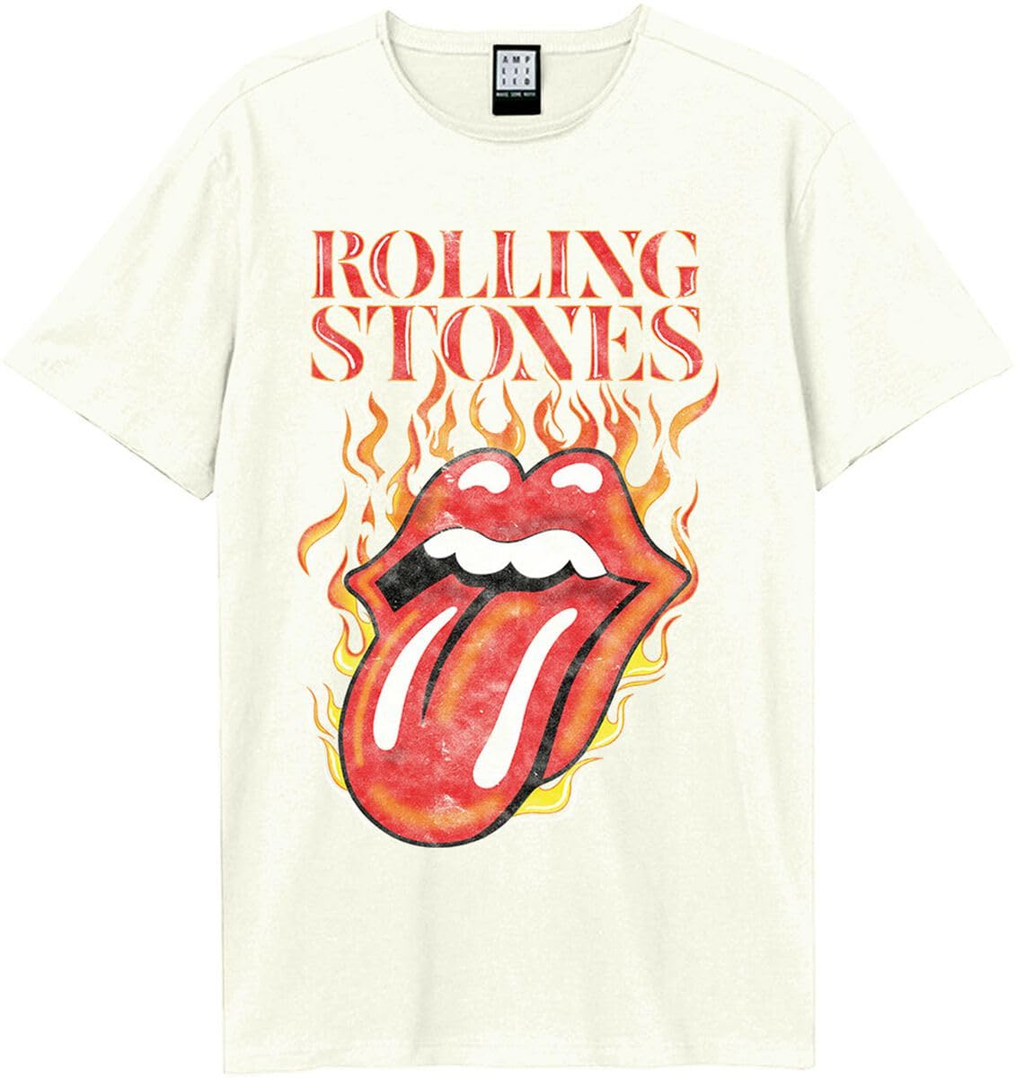 Amplified The Rolling Stones Collection - Hot Tongue Uomo T-Shirt Panna Xl 100% Cotone Regular - 4