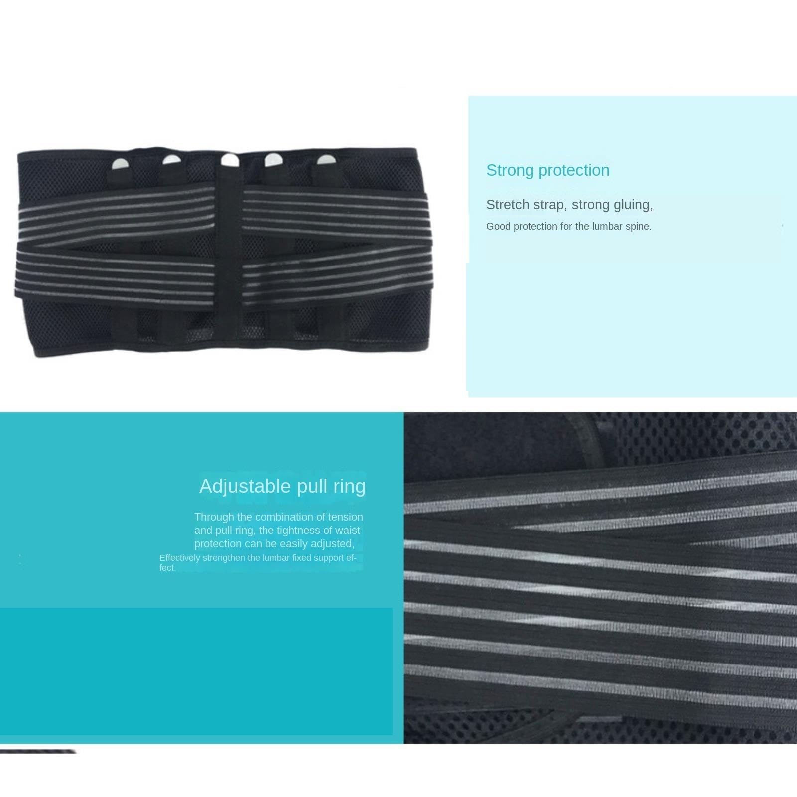 Rückenstützgürtel Leicht Hohe Taillenunterstützungs-Rückenbandage Mit Flexibler Unterstützung for Senioren Und Büroangestellte Atmungsaktiv(Black,XL)