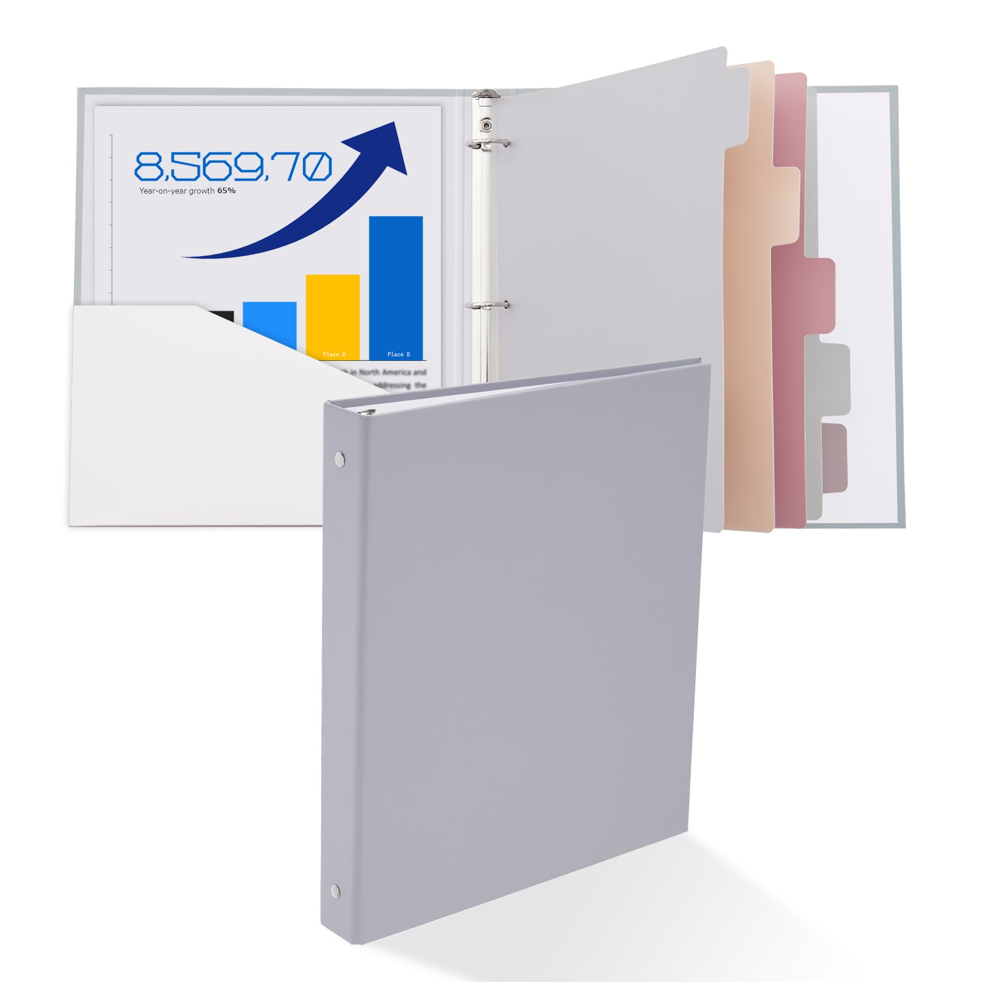 Y YOMA 1 Inch 3 Ring Binders with Dividers & Inside Pocket, Letter Size Cardboard Pastel Binders Organizer, Holds 225 Sheets Durable Aesthetic Design