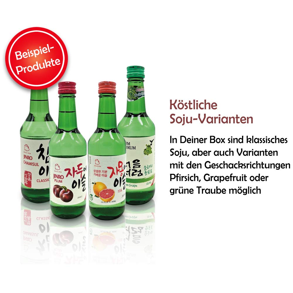 Sulsul Box Soju 6 koreanische alkoholische Getränke Mix Korea Geschenkbox | Geschenkidee mit asiatischem Alkohol, Ausgewählter Mix aus verschiedenen Geschmacksrichtungen und Marken, inklusive Broschüre