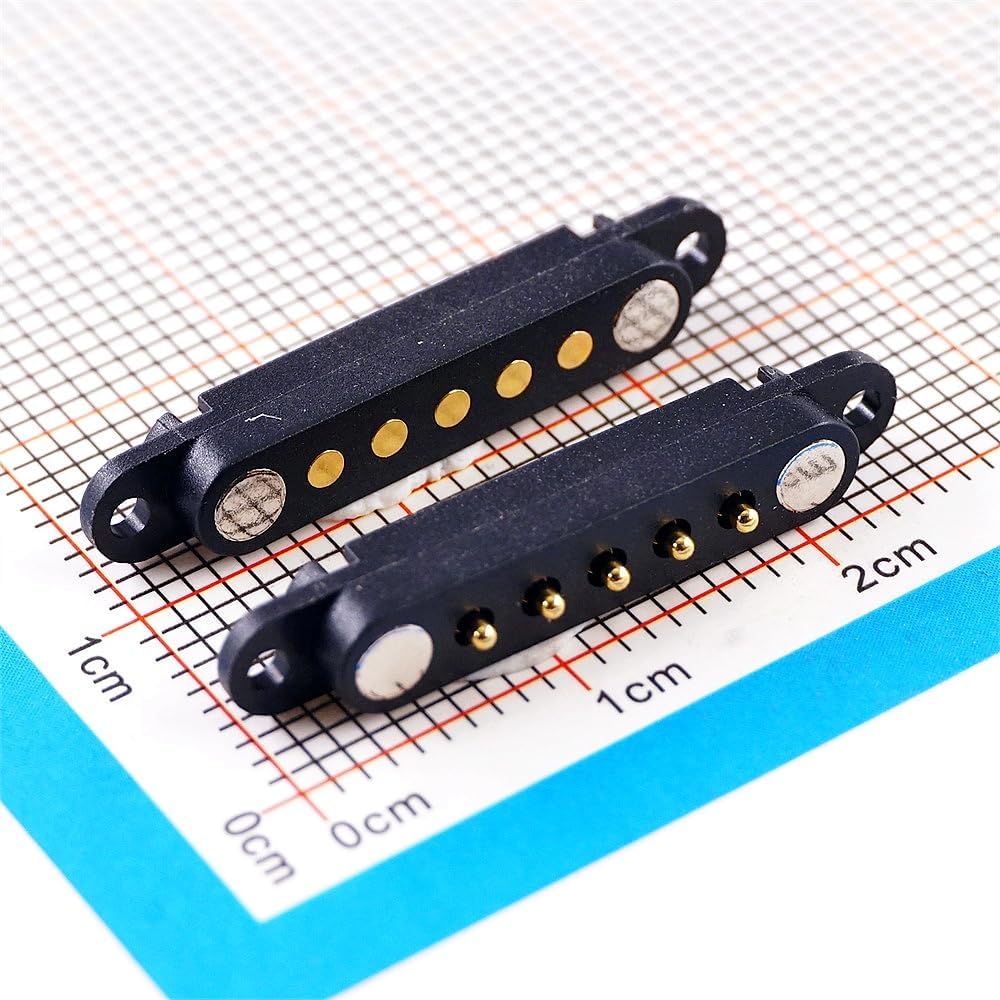 1 3 5 Pair Spring Loaded Male Female 2.54 MM Pitch 2P 3 4 5 6 7 8 9 Pole Through Holes PCB BTB Connector 2A DC Magnetic Pogo Pin - (Color: Male Female wires, Package: 5pairs, Pins: 7P)