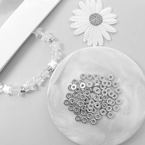 Miniatura 5 de 1200 cuentas espaciadoras de disco plano de 0.236 pulgadas redondas CCB Rondelle cuentas espaciadoras para pulseras, collares, joyas, manualidades