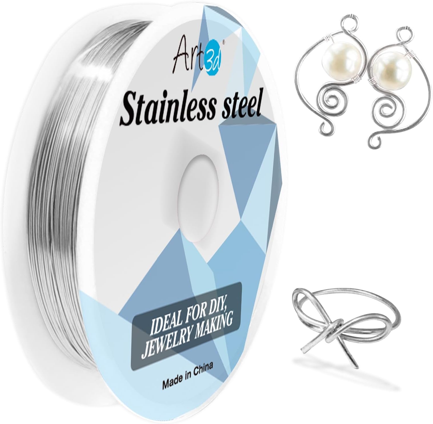 Art3d 20 Gauge Stainless Steel Wire, Bendable Soft Crafting Wire for Jewelry Making Earring Beading DIY Wrapping Sculpting - 120 FT Silver