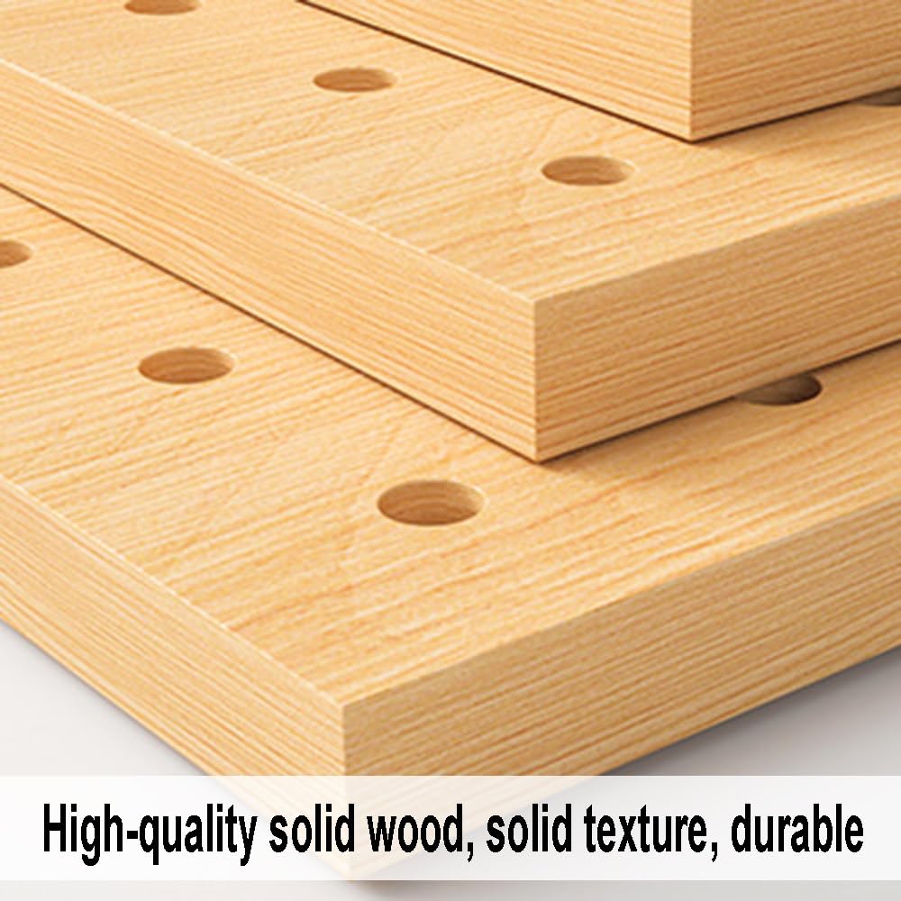 Pegboard Organiser, Holz Ornament Display Peg Board, Wandhalterung Display Stand, Storage Combination Set Mit Dekorativem Brett Holzstäbe Für Home Office Garage(WoodB,65X85X2cm)
