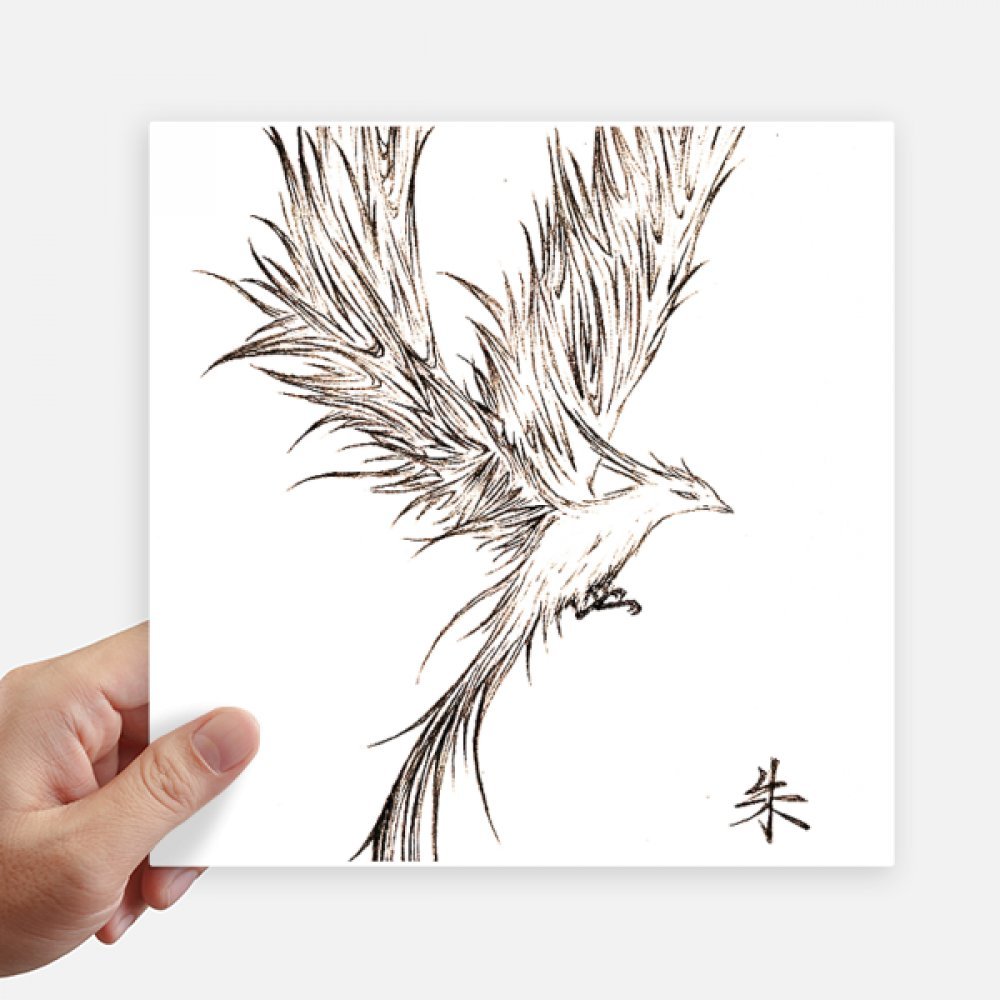 Autocollant carré rosefinch oiseau fushicho pc et mur 20cm
