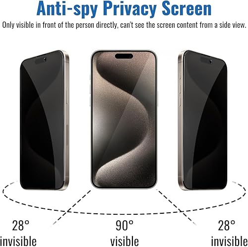 Miniatura 3 de NEEPART Paquete de 3 + 2 protectores de pantalla para iPhone 15 Pro Max 6.7 pulgadas, paquete de 3 protectores de pantalla de privacidad + 2