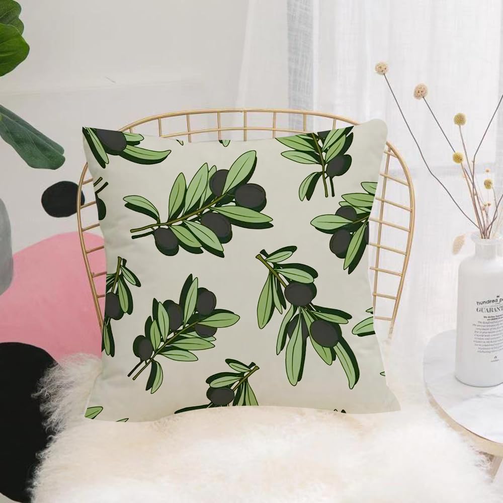 HYOSXW Cushion Cover,Throw Pillow Case Home Decorative for Living Room Bedroom Sofa Chair 16X16 Inch,Hand drawn, olive branch, olive oil,Pillowcase 40X40cm