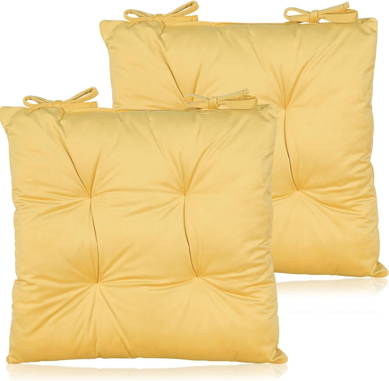 Garden Chair Cushions,Chair Pads,Seat Pads for Dining Chairs,Cover Indoor Outdoor Seat Pad Cushions,for Your Living Room, Patio,Car,and More (Pack of 2) (18 x 18 inch, Yellow)