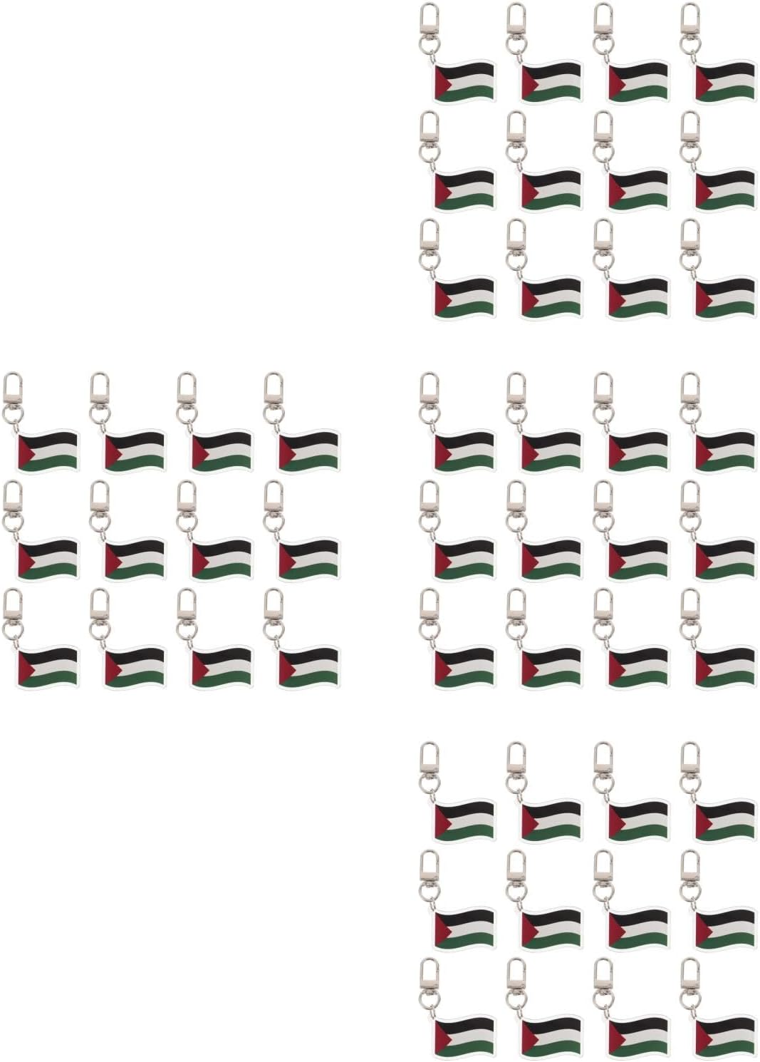 LOGOFUN 48PCS Palestine Flag Keychain with Swivel Clasp Backpack Accessory for Travel School Bags and Everyday Use Party Favor
