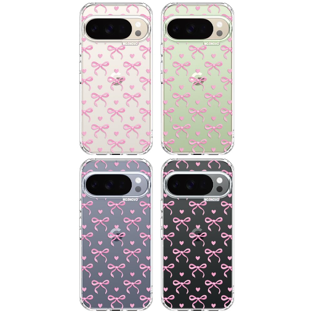 MOSNOVO Case for Google Pixel 10 & Pixel 10 Pro, [Buffertech 6.6ft Military-Grade Drop Protection] [Anti Peel Off Tech] Clear TPU Bumper Phone Case Cover Design - Cute Cherry — view 10