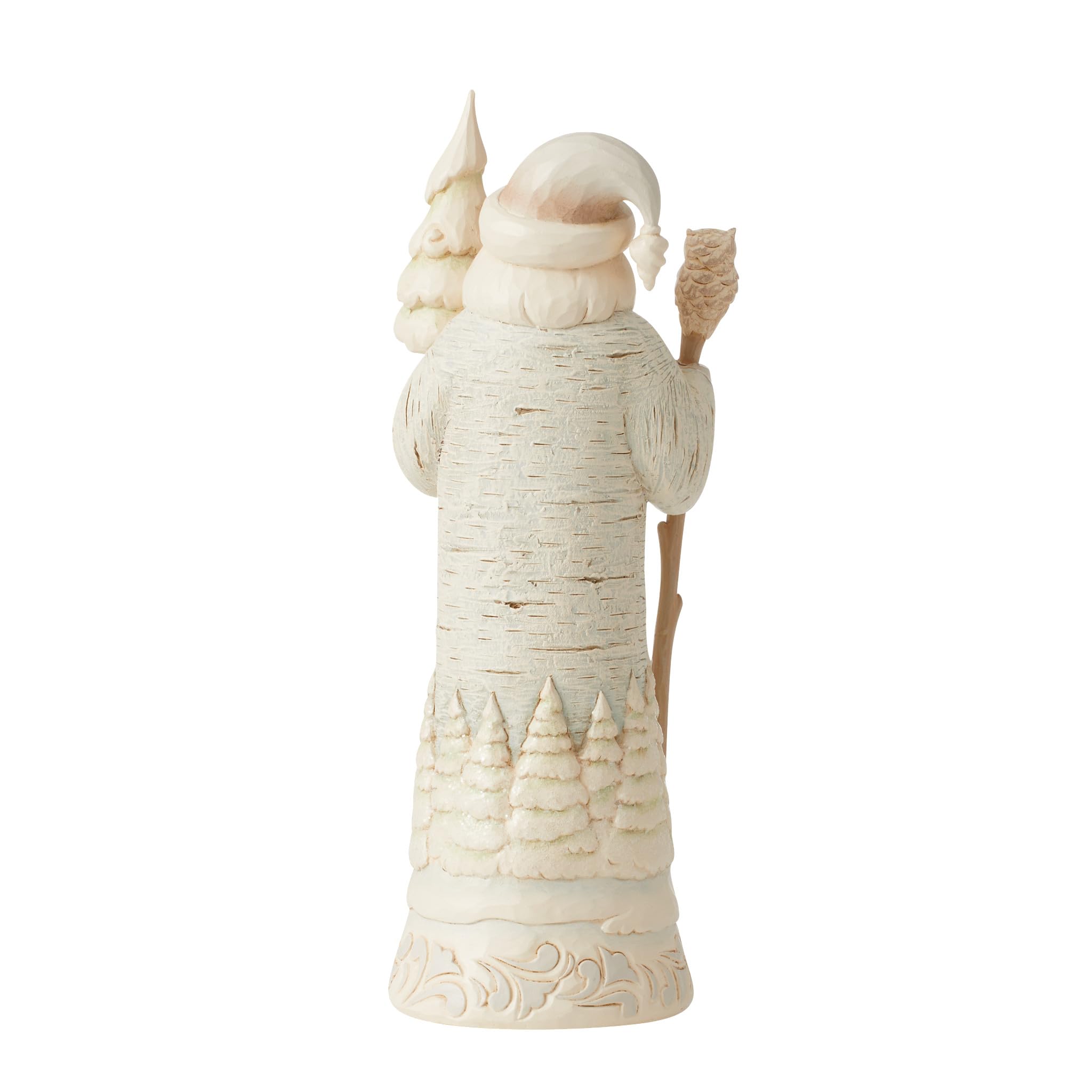 Enesco Jim Shore Heartwood Creek Four Seasons White Woodland Santas Winter Landscape Birch Bark Santa with Tree and Scene Figurine, 7.75 Inches