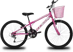 Bike Aro 24 Infantil com Quadro em Aço Marca KOG 18 Velocidades 3x6 Marchas Tipo Feminina Freios V-Brake e Garfo Rígido