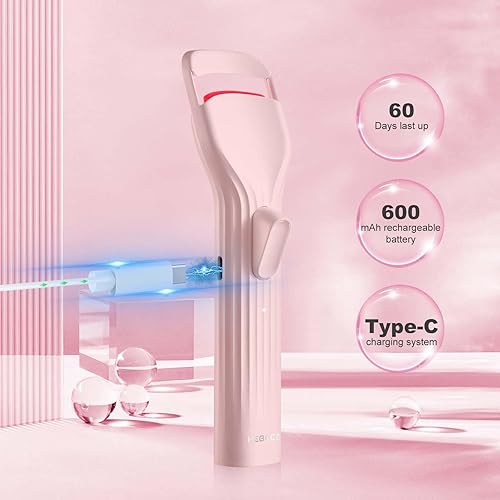 Miniatura 6 de Rizador de pestañas calentado, rizador de pestañas eléctrico con innovadora almohadilla de silicona térmica para pestañas levantadas 24 horas,