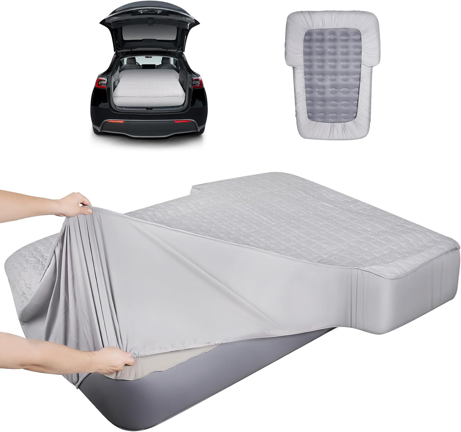 Full Sheets for Car Bed Air Mattress, Car Air Mattress Sheets for Car SUV Mattress Dirt Resistant, Ultra Soft TPU Waterproof (Grey)