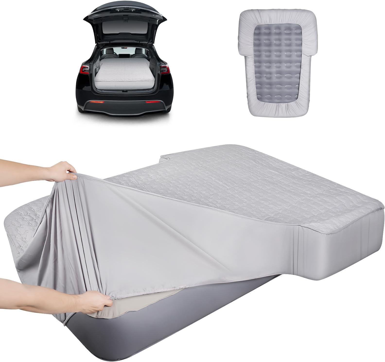 Full Sheets for Car Bed Air Mattress, Car Air Mattress Sheets for Car SUV Mattress Dirt Resistant, Ultra Soft TPU Waterproof (Grey)