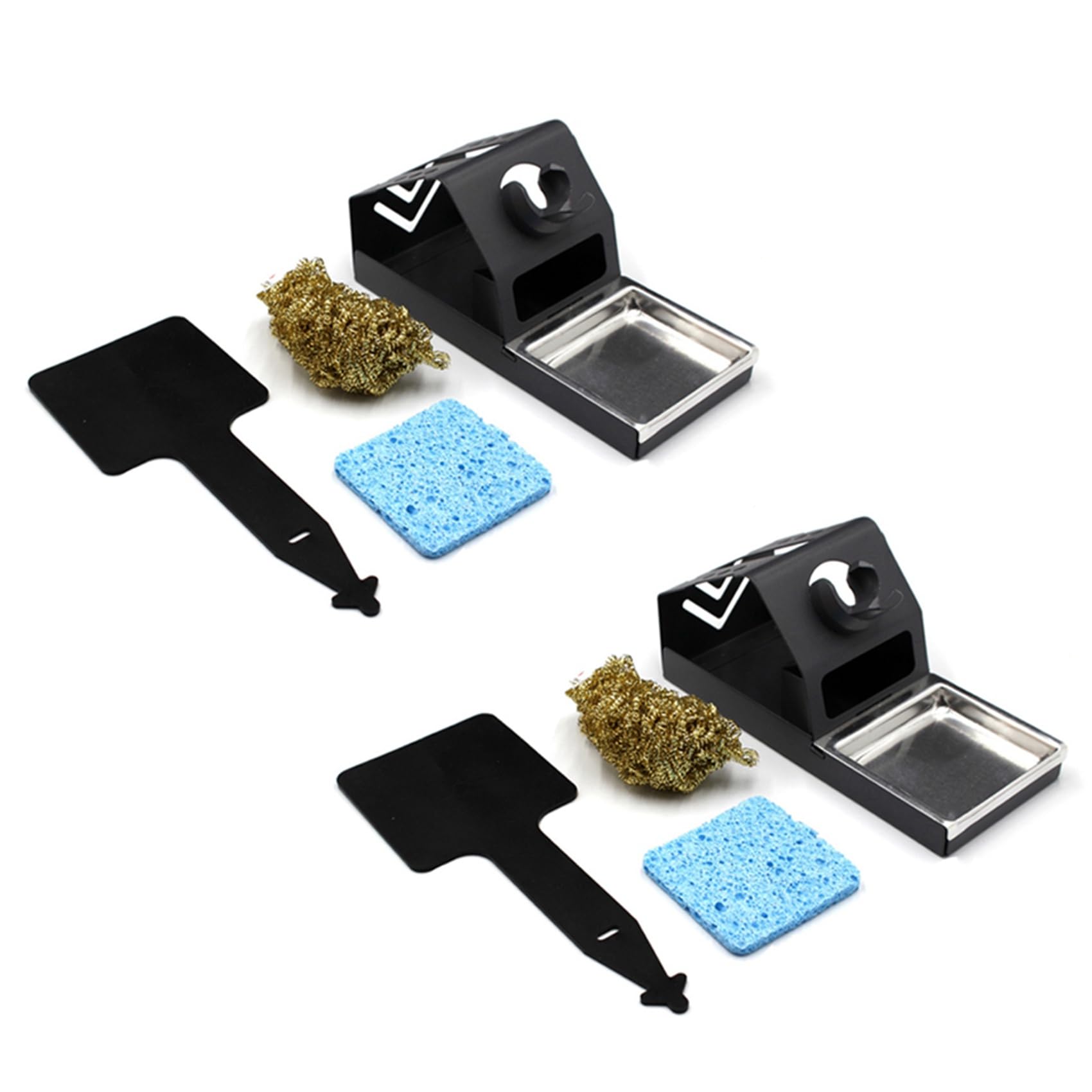 Jnchdghwa As Shown 2X T12 Soldering Iron Station Stand Stable Welding Solder Iron Tips Holder With Insulation Pad Brass Wire Ball Tip